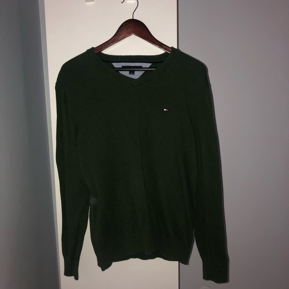 Dark Green Tommy Hilfiger V-Neck Sweater